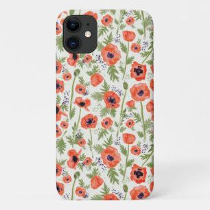 ケシのオレンジの花柄 iPhone 11 ケース