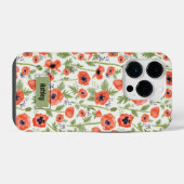 ケシのオレンジの花柄 iPhoneケース (裏面横)