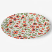 ケシのオレンジ色の水彩パターン ペーパープレート (アングル)