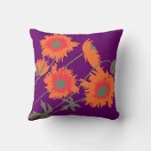 ケシのオレンジ、緑および紫色の装飾用クッション クッション (裏面)