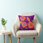 ケシのオレンジ、緑および紫色の装飾用クッション クッション (椅子)