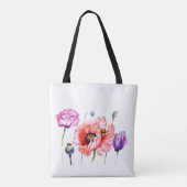ケシのケシ分野の花、花の水彩画の芸術 トートバッグ (裏面)