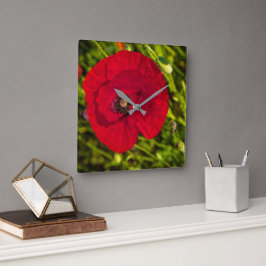 ケシのシリーズ#2 スクエア壁時計