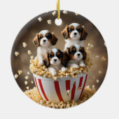 ケシのスパニエル犬の子犬たち セラミックオーナメント (裏面)