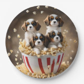 ケシのスパニエル犬の子犬たち ペーパープレート (正面)
