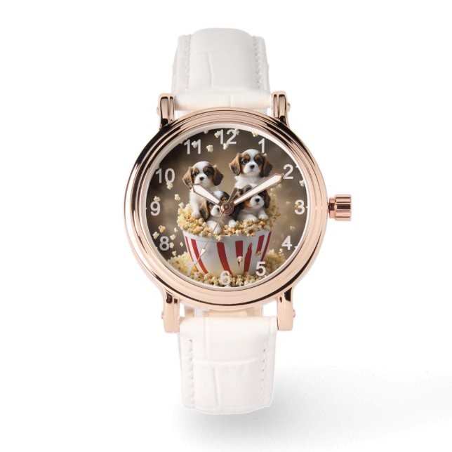 ケシのスパニエル犬の子犬たち 腕時計 (正面)