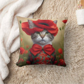 ケシのドレスの猫 クッション (ブランケット)
