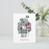 ケシのドードルと水彩葉書 ポストカード (スタンド正面)