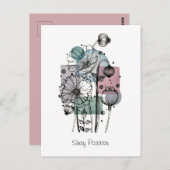 ケシのドードルと水彩葉書 ポストカード (正面/裏面)