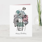 ケシのドードルのインクと水のカラーカード カード (正面)