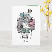 ケシのドードルのインクと水のカラーカード カード (黄色い花)