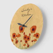 ケシのパーソナライズな台所時計 ラージ壁時計 (傾斜)