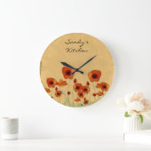 ケシのパーソナライズな台所時計 ラージ壁時計 (ホーム)