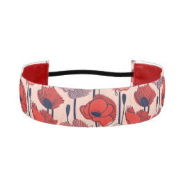 ケシのフィールド//モダン線の輪郭ワイルドフラワー アスレチックヘッドバンド