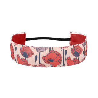 ケシのフィールド//モダン線の輪郭ワイルドフラワー アスレチックヘッドバンド