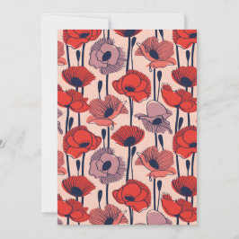 ケシのフィールド//モダン線の輪郭ワイルドフラワー シーズンカード