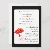 ケシのブライダルシャワーの招待状を持つシックな花嫁 招待状 (裏面)