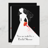 ケシのブライダルシャワーの招待状を持つシックな花嫁 招待状 (正面/裏面)