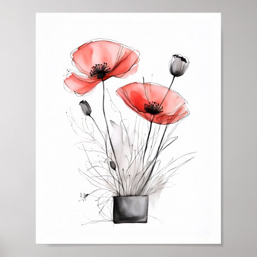 ケシの入ったアート ポスター (正面)
