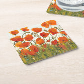 ケシの列 スクエアペーパーコースター (アングル)