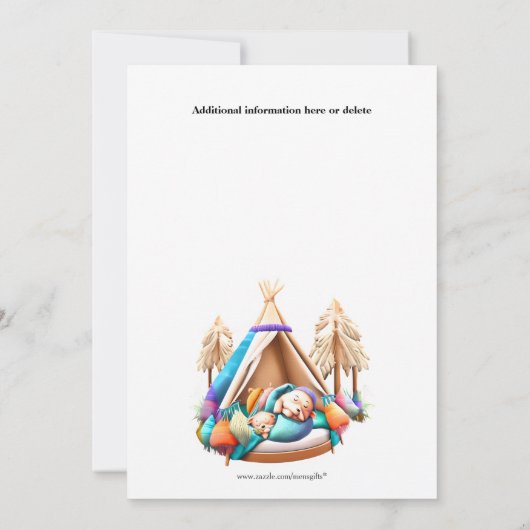 ケシの子どもたちを眠らせるテペイの漫画の動物 招待状 (裏面)