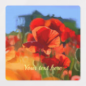 ケシの家 – カスタマイズ可能な油絵 ラベル (デザイン1)