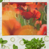 ケシの家 – 油絵 キッチンタオル (折り畳み)