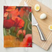 ケシの家 – 油絵 キッチンタオル (四つ折り)