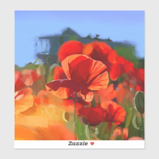 ケシの家 – 油絵 シール (シート)