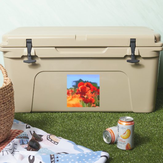 ケシの家 – 油絵 シール (クーラー)