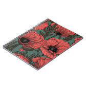 ケシの庭で珊瑚色、茶色、松の緑 ノートブック (左側)