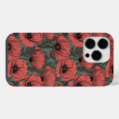 ケシの庭で珊瑚色、茶色、松の緑 iPhoneケース (裏面横)