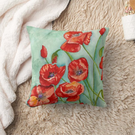 ケシの庭の枕 クッション (ブランケット)