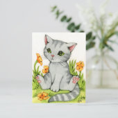 ケシの庭-かわいい猫の芸術 ポストカード (スタンド正面)