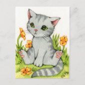 ケシの庭-かわいい猫の芸術 ポストカード (正面)