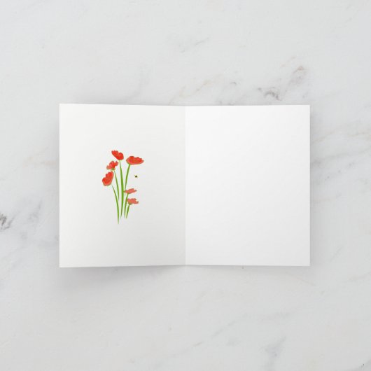 ケシの挨拶状のハチドリ カード (内部)