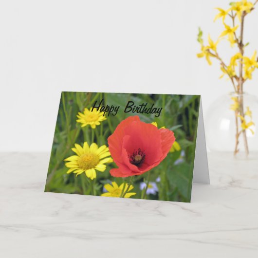 ケシの挨拶状 カード (黄色い花)