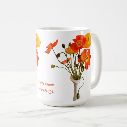 ケシの明るいカラフルの花束 コーヒーマグカップ (正面右)
