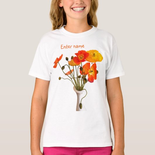 ケシの明るいカラフルの花束 Tシャツ (正面)