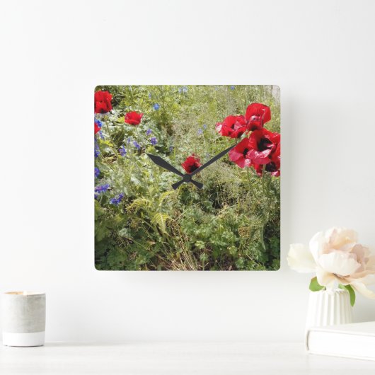 ケシの時間 スクエア壁時計 (ホーム)