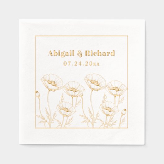 ケシの束ヤマトフラワー結婚ズ 箔ナプキン (正面)