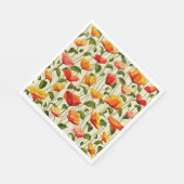 ケシの柄は赤と黄色 スタンダードランチョンナプキン (角)