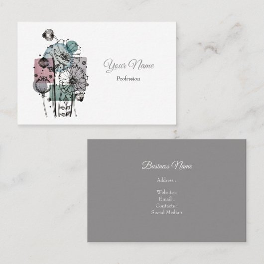 ケシの水彩名刺に入ったドードル 名刺 (正面/裏面)