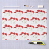 ケシの水色の赤い花フローラ 薄葉紙 (クラフト)