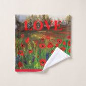 ケシの美しい愛が広がる愛 バスタオルセット (ウォッシュタオル)