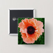 ケシの花の正方形Pin 缶バッジ (正面&裏面)