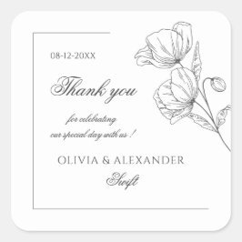 ケシの花エレガントな結婚式 スクエアシール