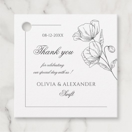 ケシの花エレガントな結婚式 フェイバータグ (正面)