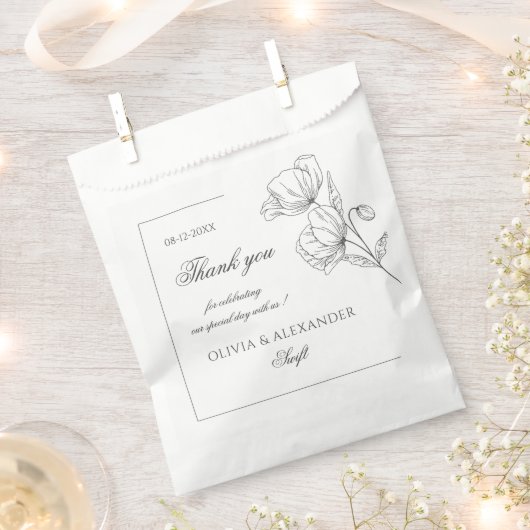 ケシの花エレガントな結婚式 フェイバーバッグ (クリップ留めされた状態)