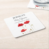 ケシの花ケシ赤ちゃんシャワーワイルドフラワーガール スクエアペーパーコースター (アングル)